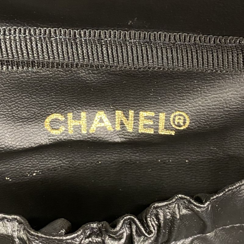 Chanel Vanity Bag Caviar Skin Black Gold Hardware Women