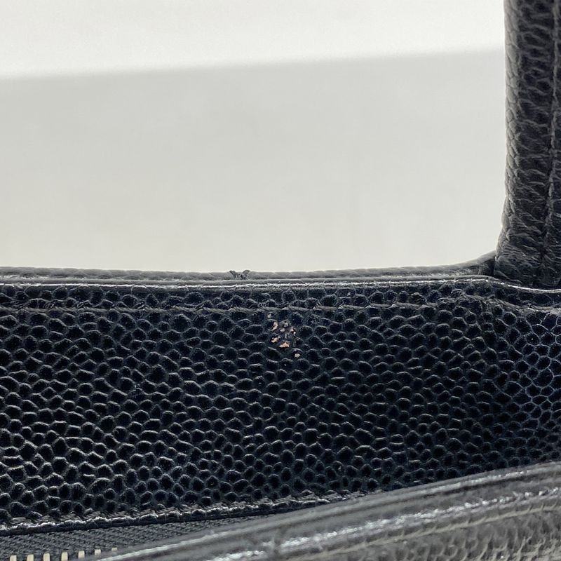 Chanel Tote Bag Revival Tote Caviar Skin Black Silver Hardware Women's