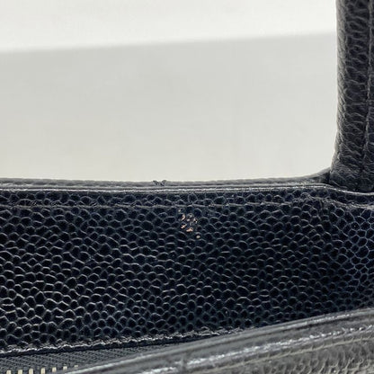Chanel Tote Bag Revival Tote Caviar Skin Black Silver Hardware Women's
