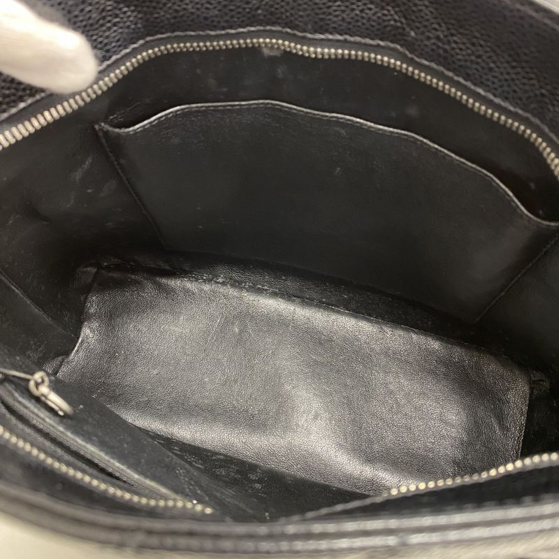 Chanel Tote Bag Revival Tote Caviar Skin Black Silver Hardware Women's