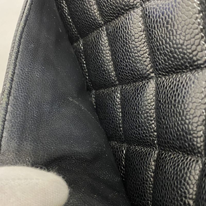 Chanel Tote Bag Revival Tote Caviar Skin Black Silver Hardware Women's