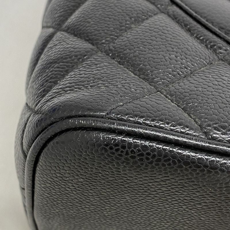 Chanel Tote Bag Revival Tote Caviar Skin Black Silver Hardware Women's