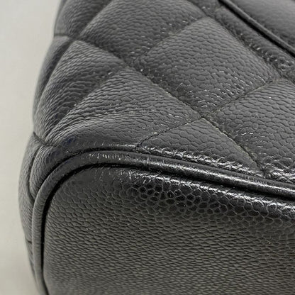 Chanel Tote Bag Revival Tote Caviar Skin Black Silver Hardware Women's