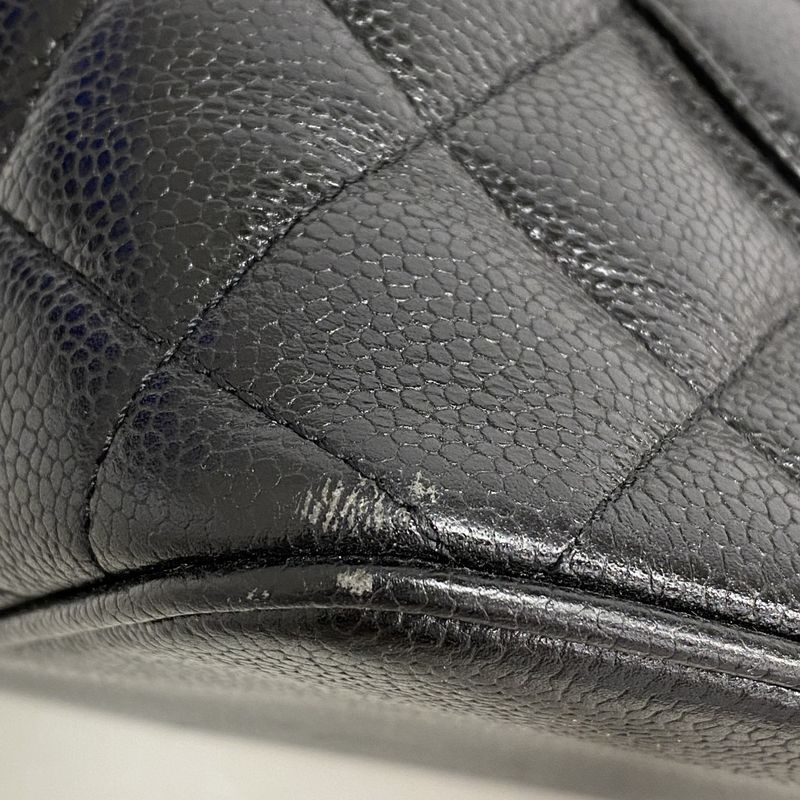 Chanel Tote Bag Revival Tote Caviar Skin Black Gold Hardware Women's