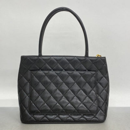 Chanel Tote Bag Revival Tote Caviar Skin Black Gold Hardware Women's