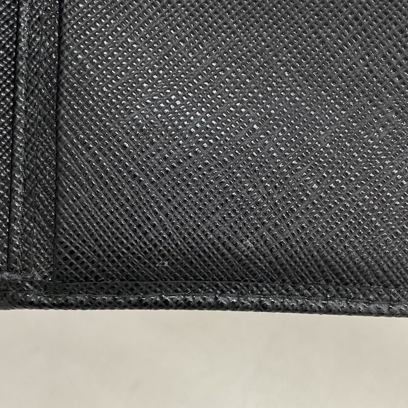 Prada Wallet Saffiano Leather Black Silver Hardware Men's