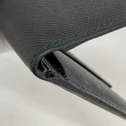 Prada Wallet Saffiano Leather Black Silver Hardware Men's