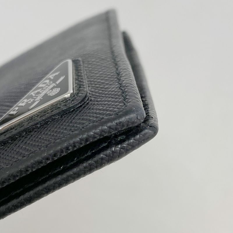 Prada Wallet Saffiano Leather Black Silver Hardware Men's