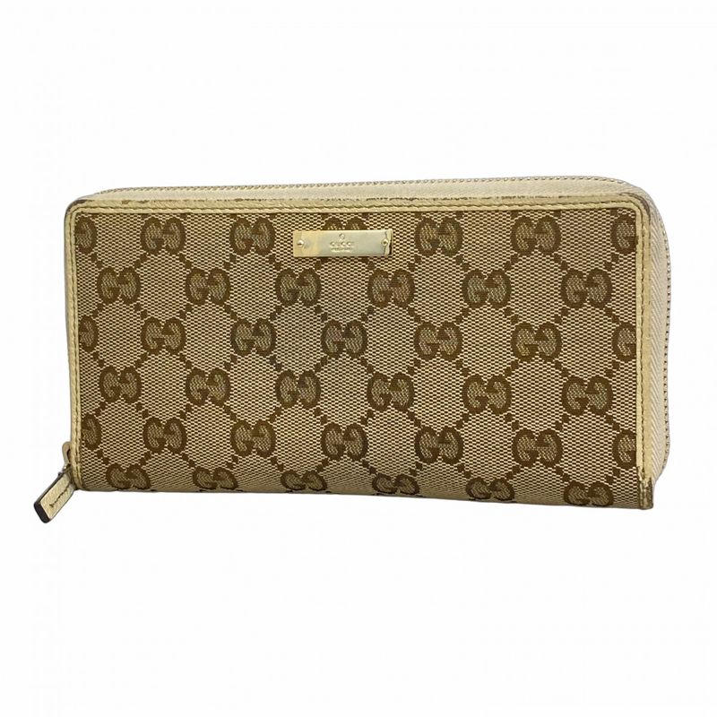 Gucci Long Wallet GG Canvas 307980 Canvas Brown Chien Pan Gold Hardware Men