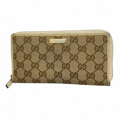 Gucci Long Wallet GG Canvas 307980 Canvas Brown Chien Pan Gold Hardware Men