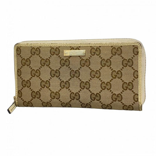 Gucci Long Wallet GG Canvas 307980 Canvas Brown Chien Pan Gold Hardware Men