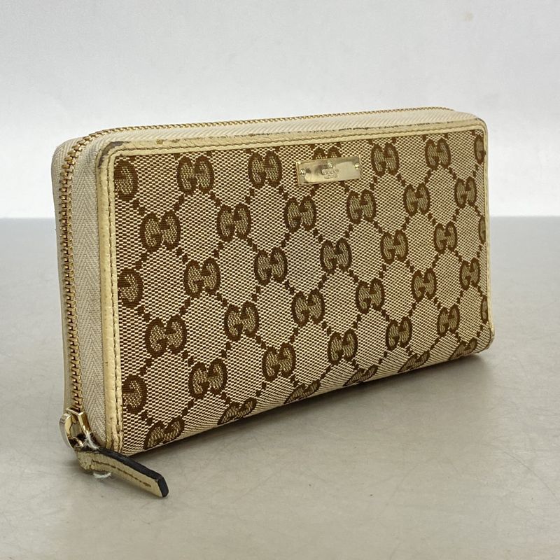 Gucci Long Wallet GG Canvas 307980 Canvas Brown Chien Pan Gold Hardware Men