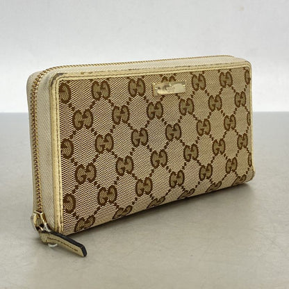 Gucci Long Wallet GG Canvas 307980 Canvas Brown Chien Pan Gold Hardware Men