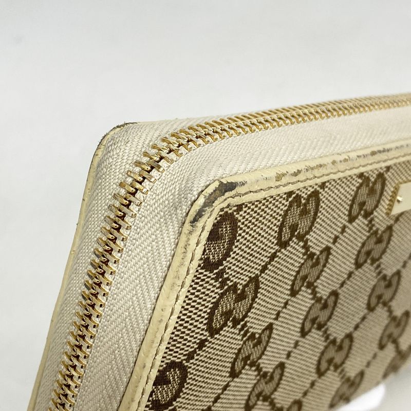 Gucci Long Wallet GG Canvas 307980 Canvas Brown Chien Pan Gold Hardware Men