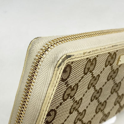 Gucci Long Wallet GG Canvas 307980 Canvas Brown Chien Pan Gold Hardware Men