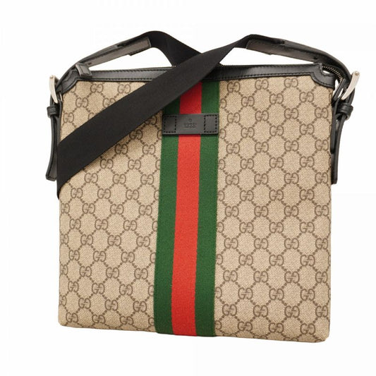 Gucci Shoulder Bag GG Supreme/sherry Line 387111 PVC Brown Black Silver