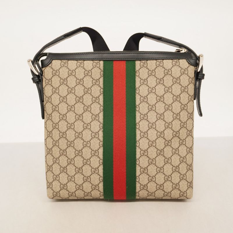 Gucci Shoulder Bag GG Supreme/sherry Line 387111 PVC Brown Black Silver