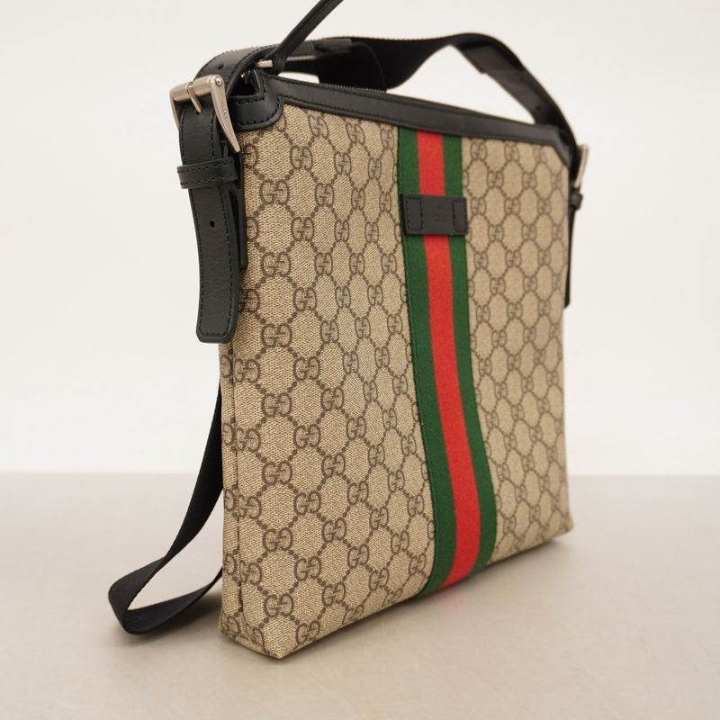 Gucci Shoulder Bag GG Supreme/sherry Line 387111 PVC Brown Black Silver