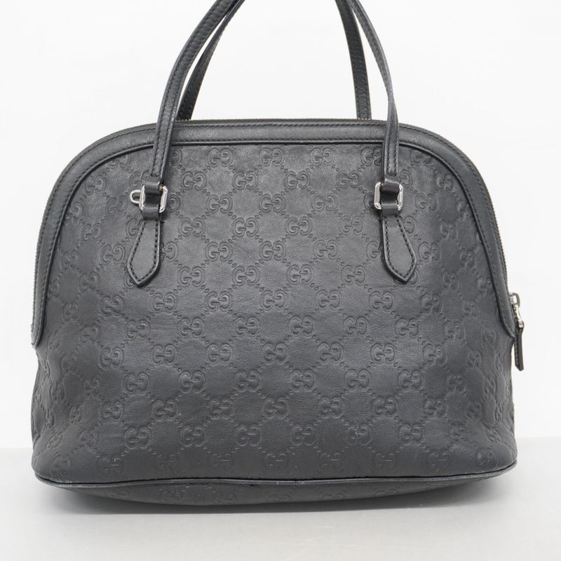 Gucci Handbag Guccissima 420023 Leather Black Silver Hardware Women's