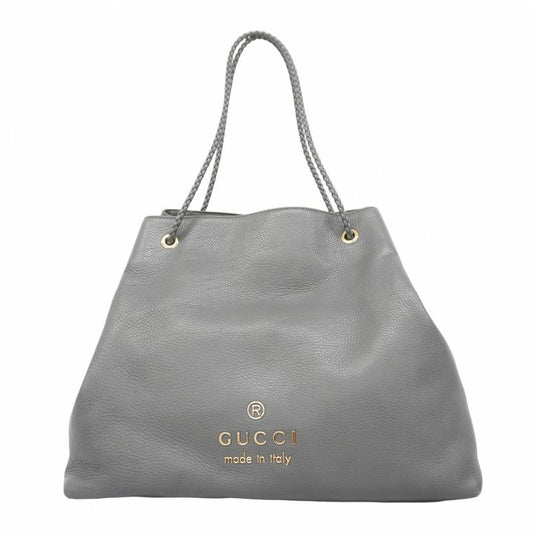 Gucci Tote Bag 380118 Leather Grey Chien Pan Gold Hardware Women's