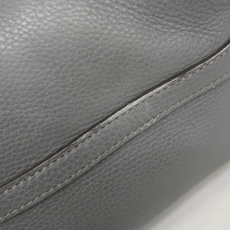 Gucci Tote Bag 380118 Leather Grey Chien Pan Gold Hardware Women's