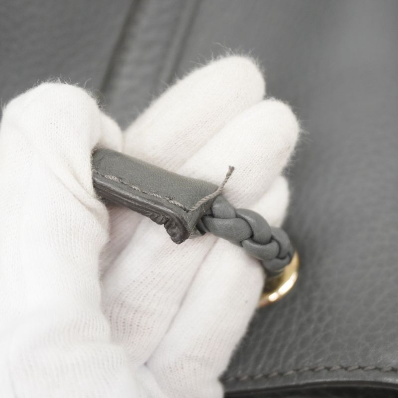 Gucci Tote Bag 380118 Leather Grey Chien Pan Gold Hardware Women's