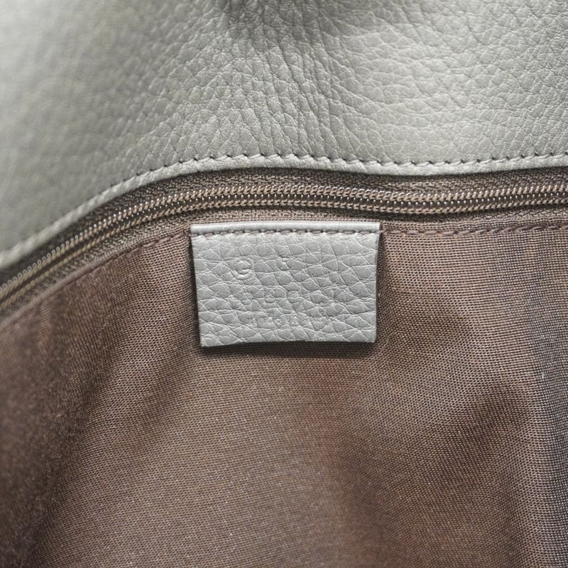 Gucci Tote Bag 380118 Leather Grey Chien Pan Gold Hardware Women's