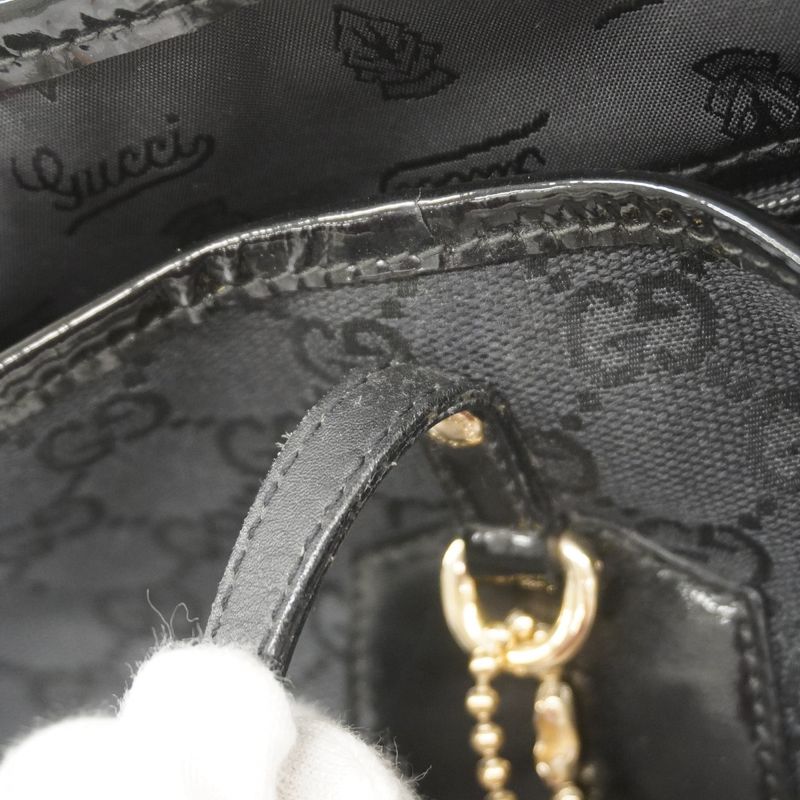 Gucci Tote Bag GG Canvas 211976 Canvas Black Chien Pan Gold Hardware Women's