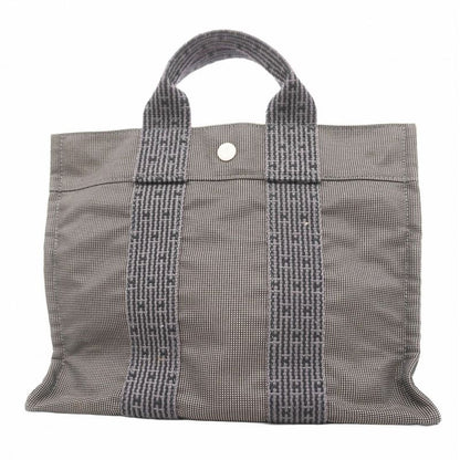 Hermes Tote Bag Her Line PM Canvas Black Gray Silver Hardware Women