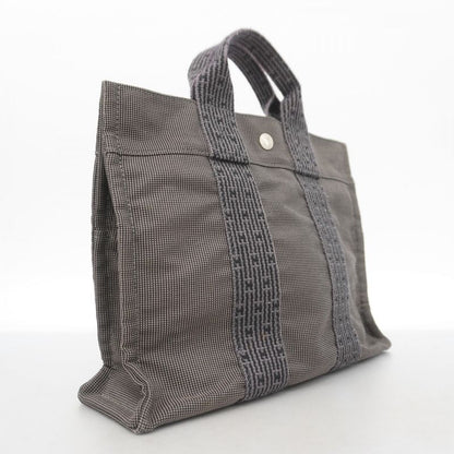Hermes Tote Bag Her Line PM Canvas Black Gray Silver Hardware Women
