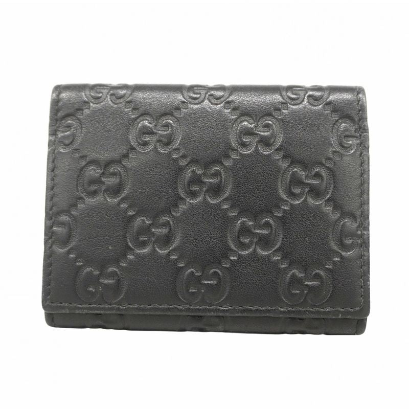 Gucci Business Card Holder Guccissima 120965 Leather Black Silver Hardware Men