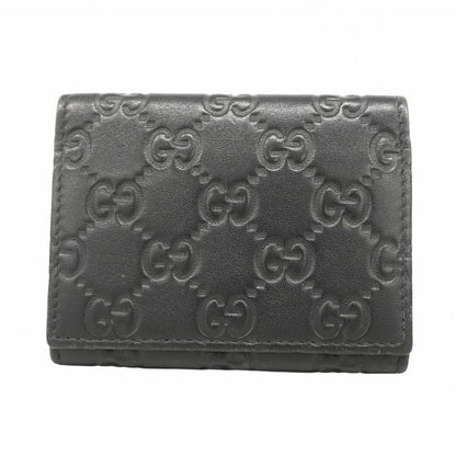 Gucci Business Card Holder Guccissima 120965 Leather Black Silver Hardware Men