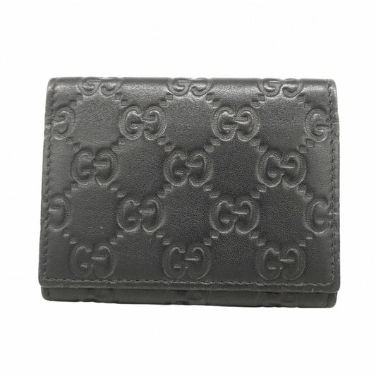Gucci Business Card Holder Guccissima 120965 Leather Black Silver Hardware Men