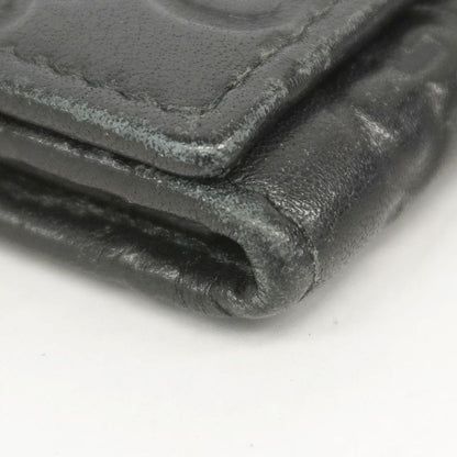 Gucci Business Card Holder Guccissima 120965 Leather Black Silver Hardware Men