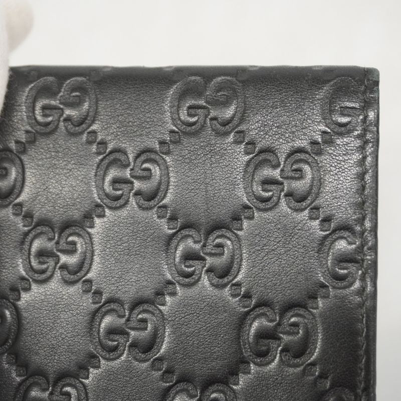 Gucci Business Card Holder Guccissima 120965 Leather Black Silver Hardware Men