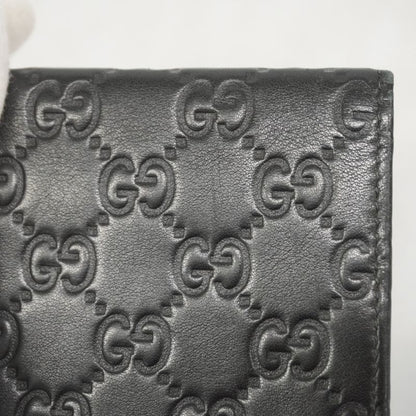 Gucci Business Card Holder Guccissima 120965 Leather Black Silver Hardware Men