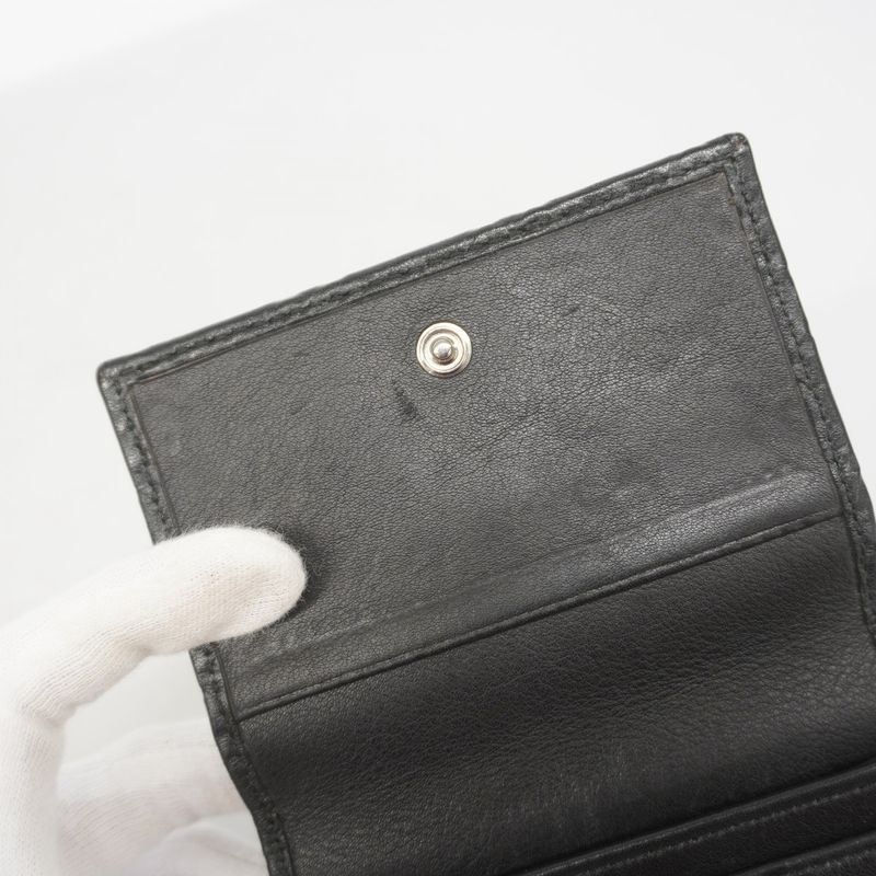 Gucci Business Card Holder Guccissima 120965 Leather Black Silver Hardware Men