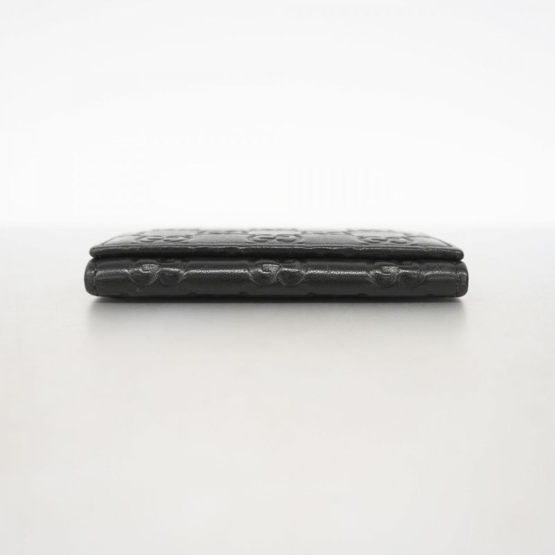 Gucci Business Card Holder Guccissima 120965 Leather Black Silver Hardware Men