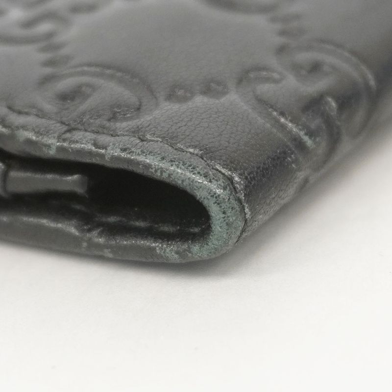 Gucci Business Card Holder Guccissima 120965 Leather Black Silver Hardware Men