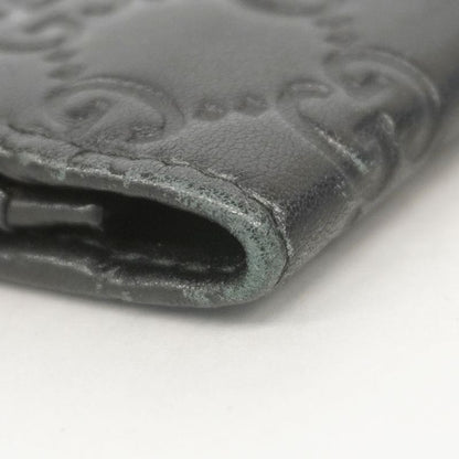 Gucci Business Card Holder Guccissima 120965 Leather Black Silver Hardware Men