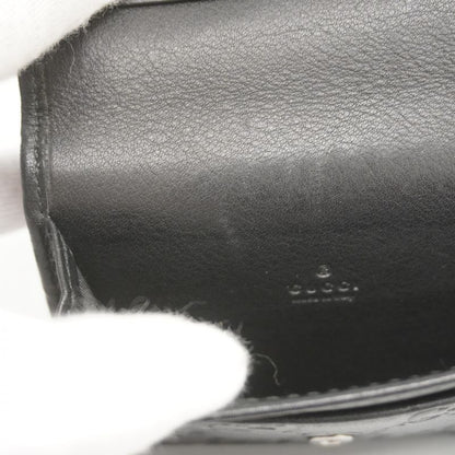 Gucci Business Card Holder Guccissima 120965 Leather Black Silver Hardware Men