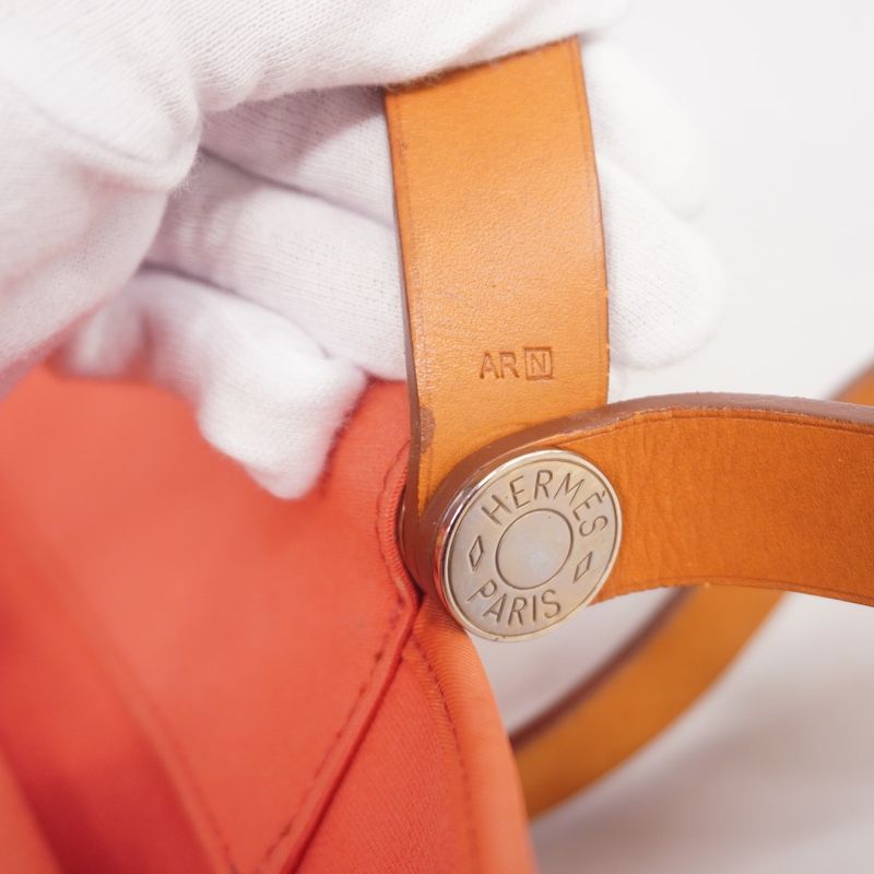 Hermes Handbags Cabas Qu'elan PM Toile Officier Pink Silver Hardware □N