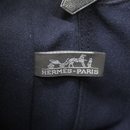 Hermes Tote Bag Fourre Tout MM Canvas Navy Silver Hardware Men Women Unisex