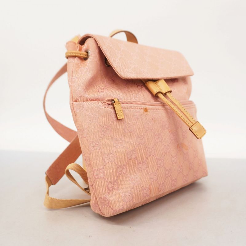 Gucci Backpack Daypack GG Canvas 003 0242 Canvas Pink Silver Hardware Women
