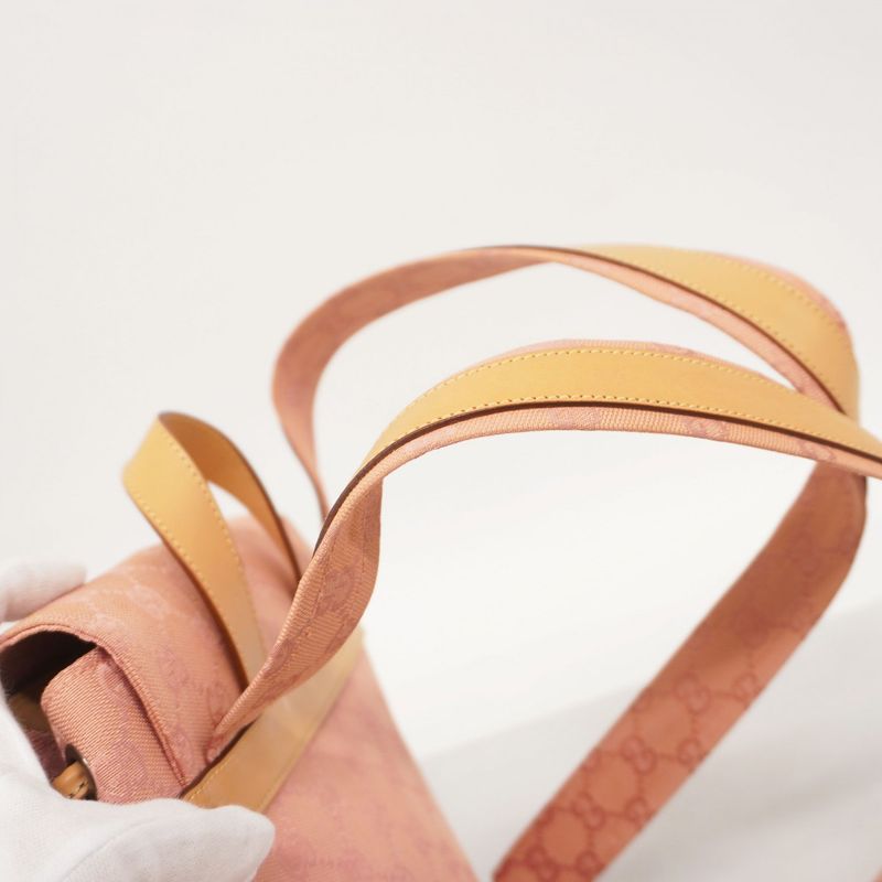 Gucci Backpack Daypack GG Canvas 003 0242 Canvas Pink Silver Hardware Women