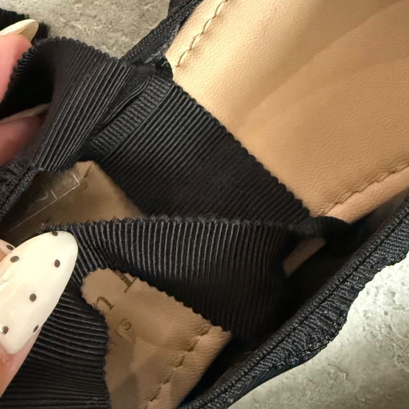 Christian Dior J'adior Logo Design Flat Shoes Ribbon Ballet Shoes Pumps 36 23cm