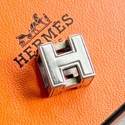 Hermes Caged Ash H Cube Necklace Top Silver Ladies Men Unisex
