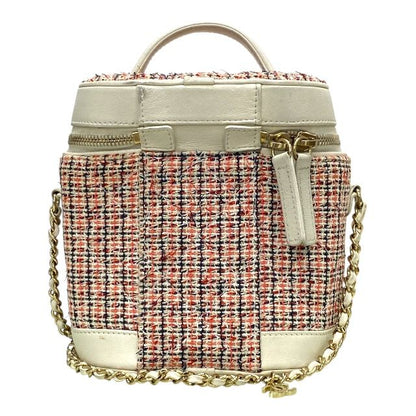 Chanel As0323 Vanity Case Vanity Bag Chain Shoulder 27th Coco Mark Tweed White
