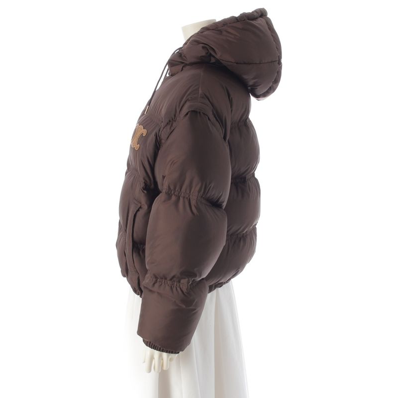 Celine 24 Nylon Triomphe Logo Hooded 2way Down Jacket Vest Outerwear 2w661901v