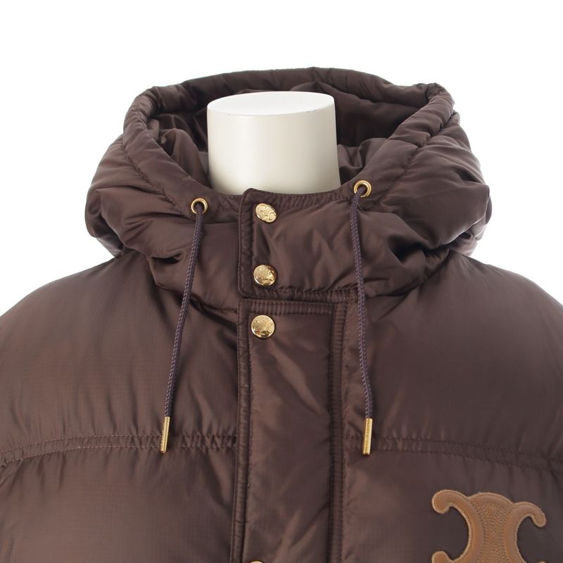 Celine 24 Nylon Triomphe Logo Hooded 2way Down Jacket Vest Outerwear 2w661901v